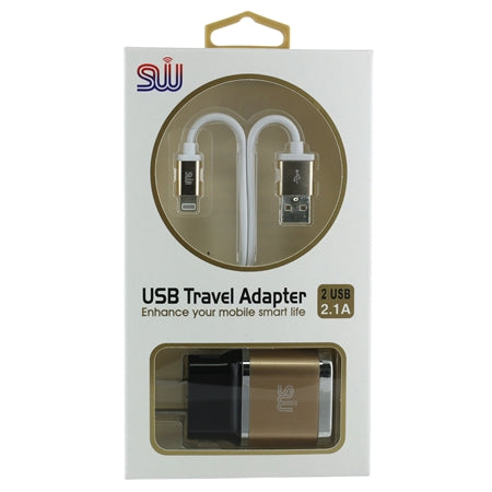 SW USB 2.1A Travel Adapter for iPhone 6/6Plus/5/5S/5C/Touch 5-Gold