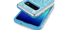 ZIZO Stellar Series for Samsung Galaxy S10 Case Dual Layer with Glitter Design Baby Blue