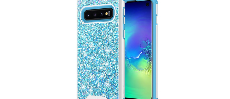 ZIZO Stellar Series for Samsung Galaxy S10 Case Dual Layer with Glitter Design Baby Blue