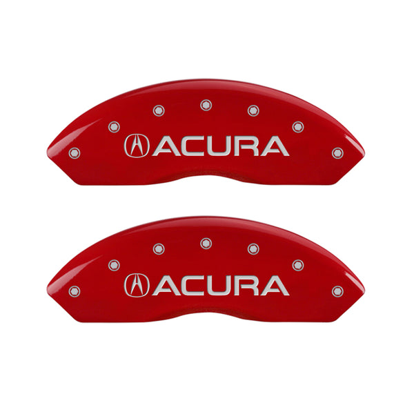 MGP 4 Caliper Covers Engraved Front Acura Engraved Rear TLX Red finish silver ch
