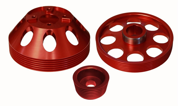 Torque Solution Lightweight WP/Crank/Alt Pulley Combo (Red): fits Hyundai Genesis Coupe 3.8 2010+