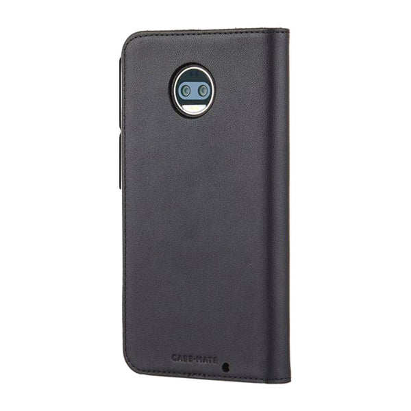 Case-Mate Leather Wallet Folio Case for Motorola Moto Z2 Force Edition - Black