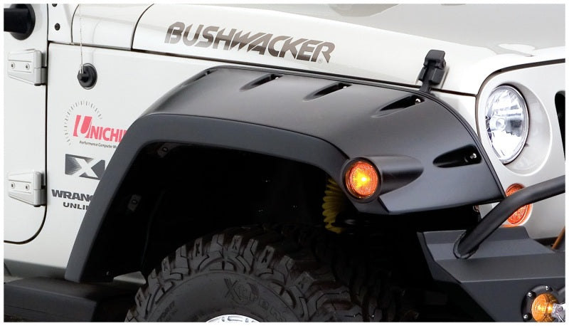 Bushwacker 07-18 fits Jeep Wrangler Max Pocket Style Flares 2pc Extended Coverage - Black