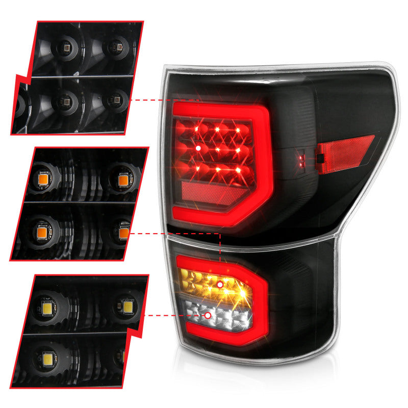 ANZO 2007-2013 fits Toyota Tundra LED Taillights Plank Style Black w/Clear Lens