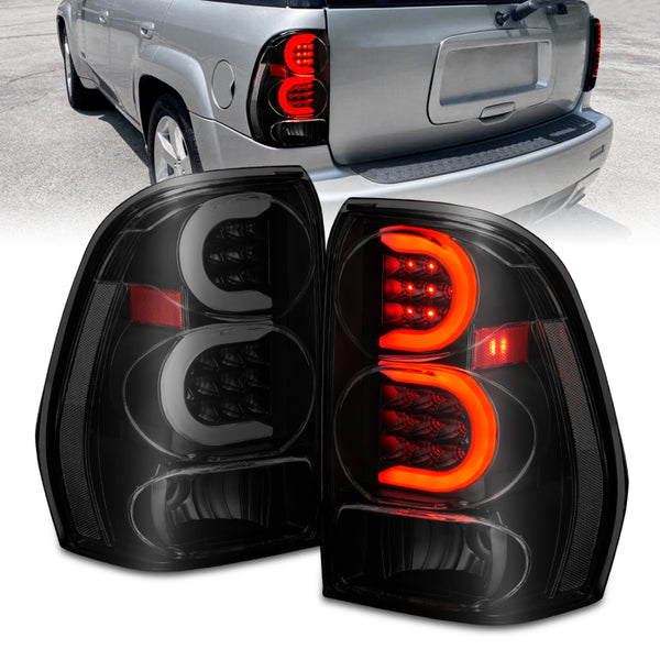 ANZO 2002-2009 fits Chevrolet Trailblazer LED Tail Lights w/ Light Bar Black Housing Smoke Lens