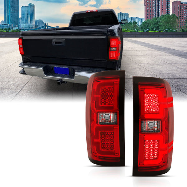 ANZO 2014-2018 fits Chevy Silverado 1500 LED Taillights Red/Clear