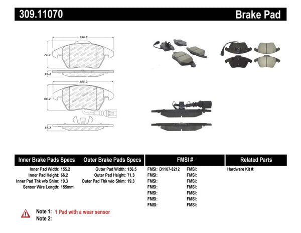StopTech Performance 06-10 fits Audi A3 / 08-10 fits Audi TT / 06-09 fits VW GTI / 05-10 fits Jetta Front Brake Pads