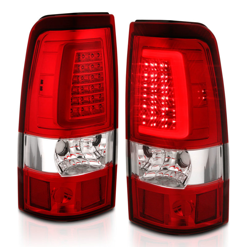 ANZO 2003-2006 fits Chevy Silverado 1500 LED Taillights Plank Style Chrome With Red/Clear Lens