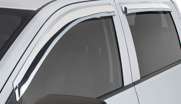 Stampede 2019 fits Chevy Silverado 1500 Crew Cab Pickup Tape-Onz Sidewind Deflector 4pc - Chrome