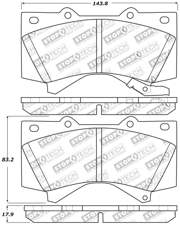StopTech 13-18 fits Toyota Land Cruiser Performance Front Brake Pads