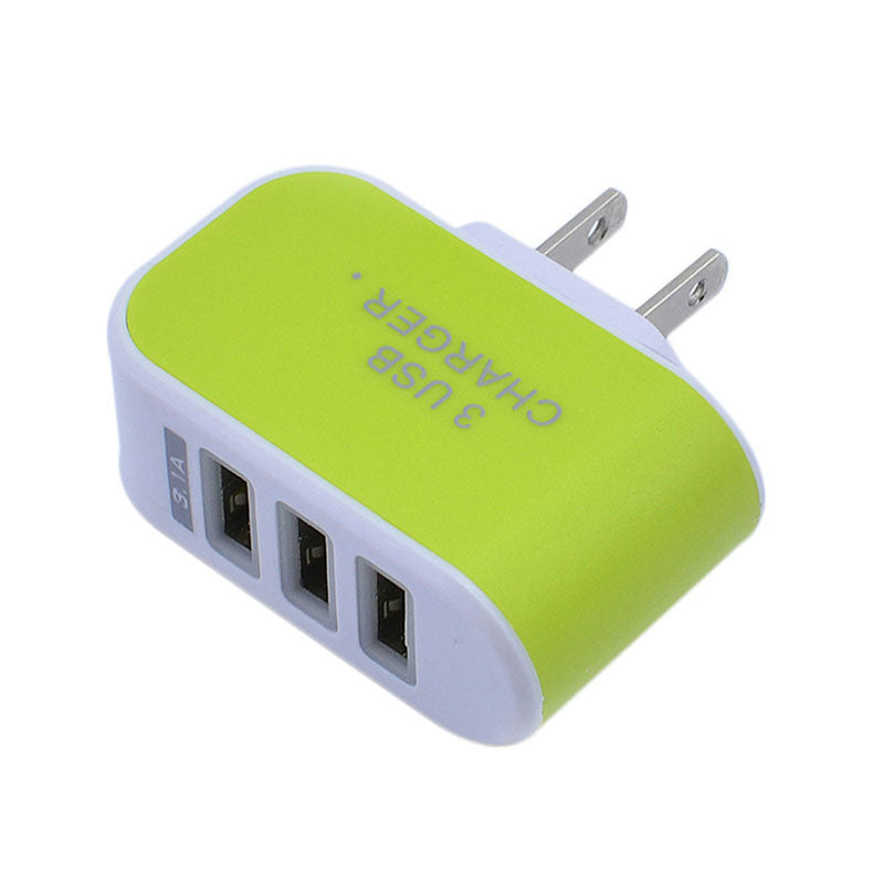 Lightning USB 2.1A Wall Charger With 3 USB Ports-Green
