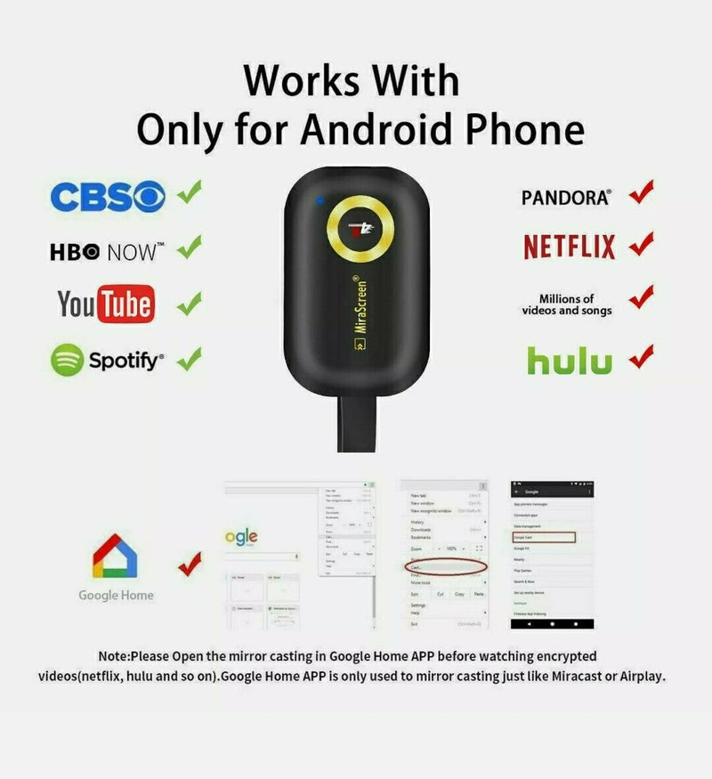 Mirascreen 2.4G+5G 4K Wireless Android Miracast Airplay WiFi Receiver G9 Plus