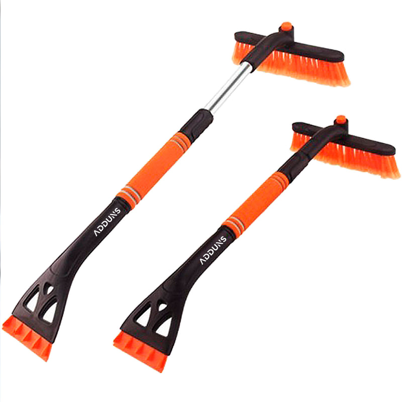 Adduns 2-n-1 Snow Brush and Ice Scraper Extendable, Scratch Free - Orange