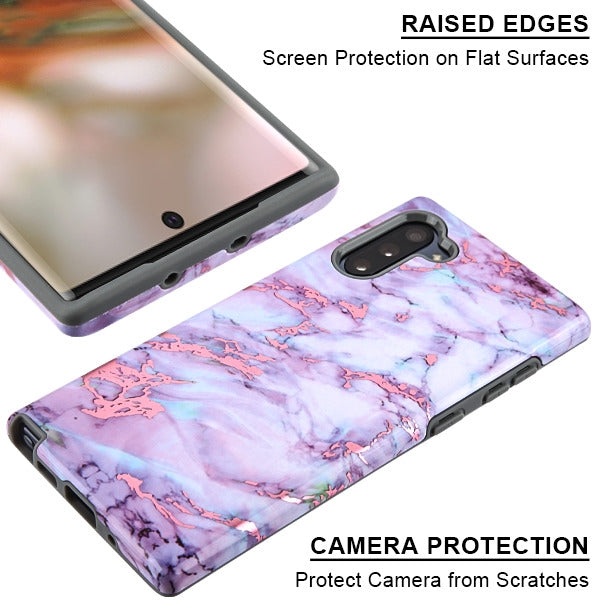 MyBat Fuse Hybrid Protector Cover for SAMSUNG Galaxy Note 10 (6.3) - Electroplated Purple Marbling / Ron Gray